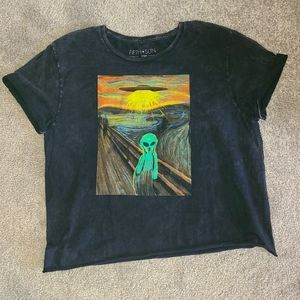 Large stone wash alien T-shirt